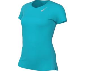 NIKE DD5927-443 W NK Fast DF SS TOP Sweatshirt Women's Rapid Teal/Reflective SILV Size M