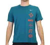 NIKE DF Miler Wr Gx T-Shirt Men's T-Shirt - Geode Teal/Team Orange/Reflective, Large