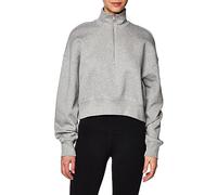 NIKE DQ5767-063 W NSW PHNX FLC QZ CROP Sweatshirt Women's DK GREY HEATHER/SAIL Size L