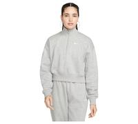 NIKE DQ5767-063 W NSW PHNX FLC QZ CROP Sweatshirt Women's DK GREY HEATHER/SAIL Size L