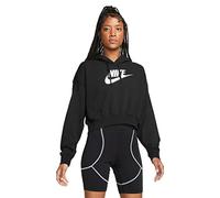 NIKE DQ5850-010 W NSW CLUB FLC GX CROP HDY Sweatshirt Women's Black/White Size L-S