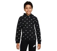 Nike DQ9110-010 B NSW PO HD CLUB FLC FT AOP Sweatshirt Boy's BLACK/WHITE/WHITE Size S