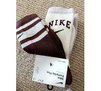 NIKE DRI-FIT Everyday Plus CUSHIONED CREW Brown Cream Lilac SPORTS SOCKS box17