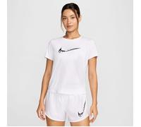 Nike Dri-FIT One Swoosh HyperBright Short Sleeve Tee for Women - White/Black Running Top