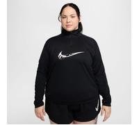 Nike Dri-FIT Swoosh Half-Zip Mid Layer for Plus Size Women - Black/White Running Top