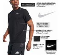 Nike Running T Shirt Mens Black Dri Fit Miller Short Sleeve Crew Neck Gym Sports