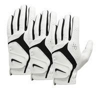 Nike Dura Feel X Golf Gloves 3-Pack Men's - Golf Glove Set Left Hand - Durable Golf Gloves with Strong Grip, Pearl White/Pearl White/Black, M/L