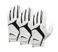 NIKE Dura Feel X Golf Gloves 3-Pack Men's - Golf Glove Set Left Hand - Durable Golf Gloves with Strong Grip, Pearl White/Pearl White/Black, XL