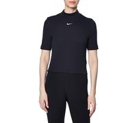 NIKE DV7958-010 W NSW ESSNTL RIB MOCK SS TOP Sweatshirt Women's BLACK/WHITE Size L