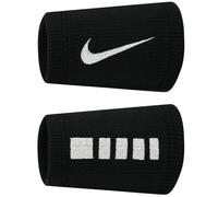 NIKE Elite Doublewide Wristband Coppia Polsini Tennis lunghi Swoosh Doppia Larghezza (Black/White)