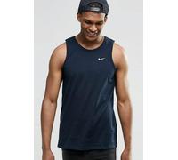 Nike Embroidered Swoosh Mens Athletic Gym Vest Tank Top in Navy Cotton - Size Large