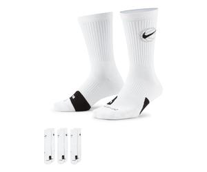 Nike Everyday Crew Basketball Sports Quick Dry Mid Tops Socks Unisex 3 Pairs White DA2123-100 M