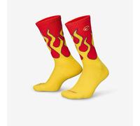 Nike Everyday Plus Dri-Fit Flames Crew Socks Black Tour Yellow Sz M Mens UK 5-8
