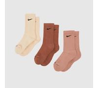 Nike Everyday Plus Socks 3 Pack in Pink, Brown & Beige, Cotton, Size: 5-8 UK 5-8
