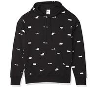 NIKE FB7434-010 M NK CLUB+ BB PO HOODIE AOP Sweatshirt Men's BLACK/WHITE Size M