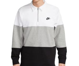 NIKE FB7797-100 M NK CLUB+ KNIT LS TOP CB Sweatshirt Men's WHITE/DK GREY HEATHER/BLACK/BLACK Size 2XL