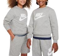NIKE FD2992-063 K NSW CLUB FLC CREW LS HBR Sweatshirt Unisex DK GREY HEATHER/WHITE Size S