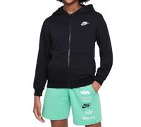 NIKE FD3017-010 K NSW CLUB FT HD FZ LS LBR Sweatshirt Unisex BLACK/WHITE Size L