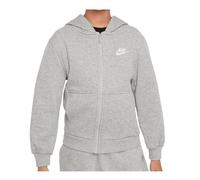 NIKE FD3017-063 K NSW CLUB FT HD FZ LS LBR Sweatshirt Unisex DK GREY HEATHER/BASE GREY/WHITE Size XS