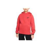 NIKE FD3291-672 B NSW TECH FLC PO HOODIE Sweatshirt Boy's LT UNIV RED HTR/BLACK Size XL