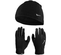 Nike Fleece Mens Hat And Glove Set Black Running Reflective