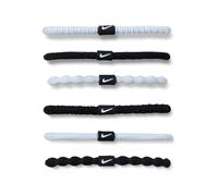 Nike Flex Hair Tie Pack of 6 Hair Bands Running Fitness Training Sport Hairband Set, White/Black/White/White, One Size