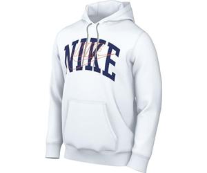 NIKE FV4447-100 Club Fleece Sweatshirt Men's White/Safety Orange Size S
