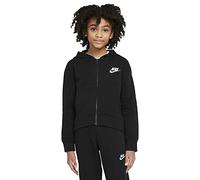 Nike Girls' G NSW Club FLC FZ Hoodie LBR Sweatshirt, Black/White, XS
