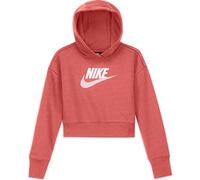 Nike Girls' G NSW Club FT Crop Hoodie HBR Sweatshirt, Magic Ember/White/Pink Foam, M
