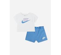 Nike Girls Jersey and French Terry Short Set in White - White - 6 - 7 Yrs