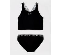 Nike Girls Logo Taping Crossback One Piece Swimsuit, Black, Size Xl Black