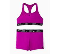 Nike Girls Logo Taping Crossback One Piece Swimsuit, Purple, Size L Purple