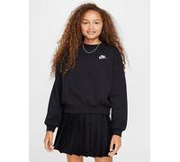 Nike Sportswear Club Fleece Girls' Boxy Crew-Neck Sweatshirt - Black - Cotton/Polyester L