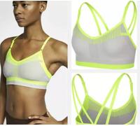NIKE INDY FLYKNIT SPORTS BRA DRI FIT MEDIUM SUPPORT AQ0160 078 GREY VOLT SIZE L