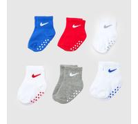Nike Infant Grip Socks 6 Pack in Blue & Red, Size: 12-24 Months UK 12-24M
