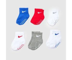 Nike Infant Grip Socks 6 Pack in Blue & Red, Size: 12-24M UK 12-24M