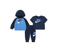 Nike Infant Unisex Colour Blocked Jogger, Hoodie And T-Shirt Set - Navy, Navy, Size 12 Months Navy