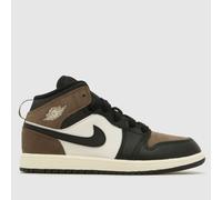 Nike Jordan Black & Brown Air 1 Mid Boys Junior Trainers UK 2 (EU 34)
