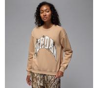 Nike Jordan Brooklyn Fleece Women's Realtree Crew-Neck Sweatshirt - Brown - Cotton/Polyester XL (UK 20-22)