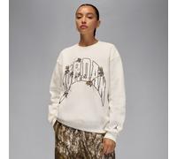 Nike Jordan Brooklyn Fleece Women's Realtree Crew-Neck Sweatshirt - White - Cotton/Polyester L (UK 16-18)