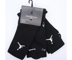 NIKE JORDAN EVERYDAY MAX CREW SOCKS 3-PACK BLACK SX5545-013 UNISEX UK2-5 11-14.5