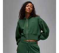 Nike Jordan Flight Fleece Women's Cropped Satin-Lined Hoodie - Green - Fleece XL (UK 20-22)