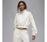 Nike Jordan Flight Fleece Women's Quarter-Zip Top - White - Polyester/Cotton/Rayon M (UK 12-14)