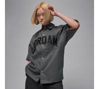 Nike Jordan Flight Women's Woven Short-Sleeve Top - Grey - Polyester L (UK 16-18)