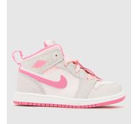 Nike Jordan Grey Multi 1 Mid Girls Toddler Trainers UK 9.5 (EU 27)