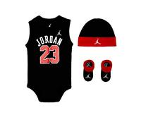 Nike Jordan Infant Jumpman Air 23 3 Piece Set (Black(LJ0208-023)/Red, 0-6 Months)
