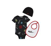 NIKE Jordan Jumpman 3 Piece Infant Baby Set babygrow, booties and beanie Baby girl boy black multicolour white graphic 0-6 months