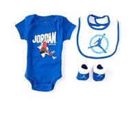 NIKE Jordan Jumpman Piece Infant Baby Set babygrow, booties and Bib Baby girl boy Blue white graphic 0-6 months