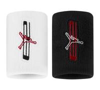 Nike Jordan Jumpman Wristbands 2-Pack Graphic - Basketball Sweatbands - Sports Wristbands for Training & Games, Black/White/Gym Red, One Size
