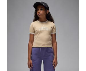 Nike Jordan Older Kids' Semi-Cropped Ribbed T-Shirt - Brown - Cotton M